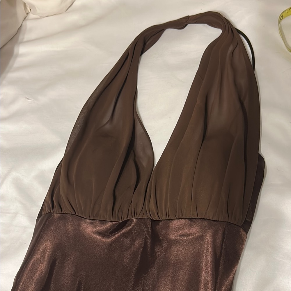 Elegant Brown Halter Neck dress